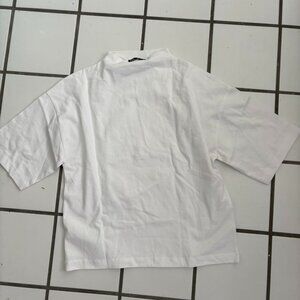 ZARA Loose Fit High Neckline White Tee